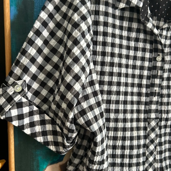 Allison Daley Black and White Checkered Blouse 22W - Picture 5 of 16
